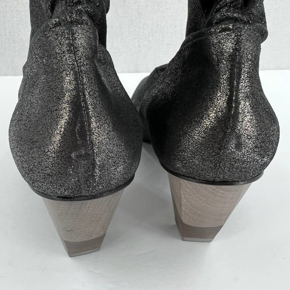 COCLICO Shoes Womens 37 Gray Metallic Juno Boot Stretch Anthracite Scrunch - Picture 4 of 12